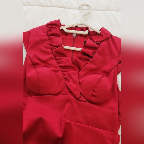 MELANIE LYNE RED MIDI DRESS SIZE 10 LIKE NEW! - Picture 7 of 15